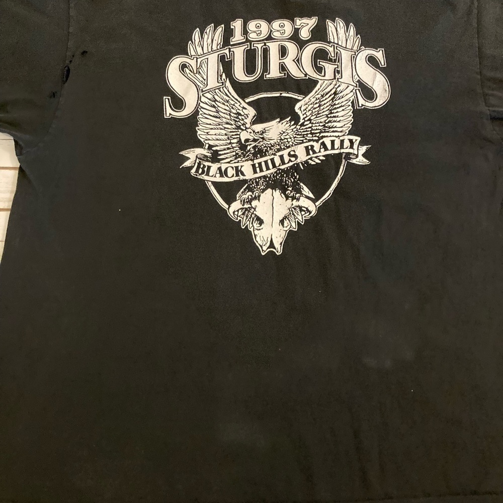Vintage 1997 3D Emblem Call Of The Road Black Biker Graphic Sturgis T-shirt XXL - Picture 10 of 12